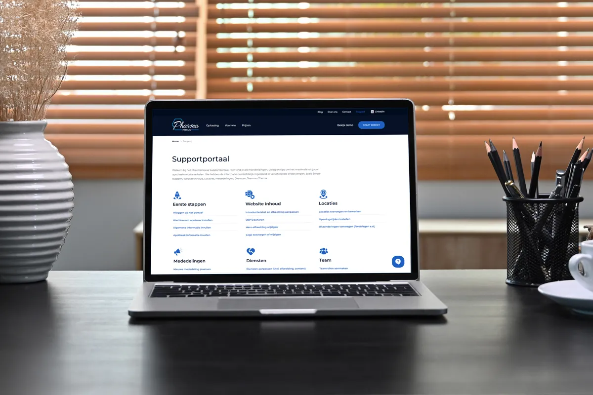 Aan de slag met je website? Ontdek het nieuwe supportportaal van PharmaNexus